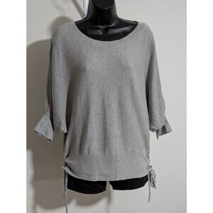 GAP Gray Dolman Sleeve Ribbed Lace-up Pullover Sweater Top Medium